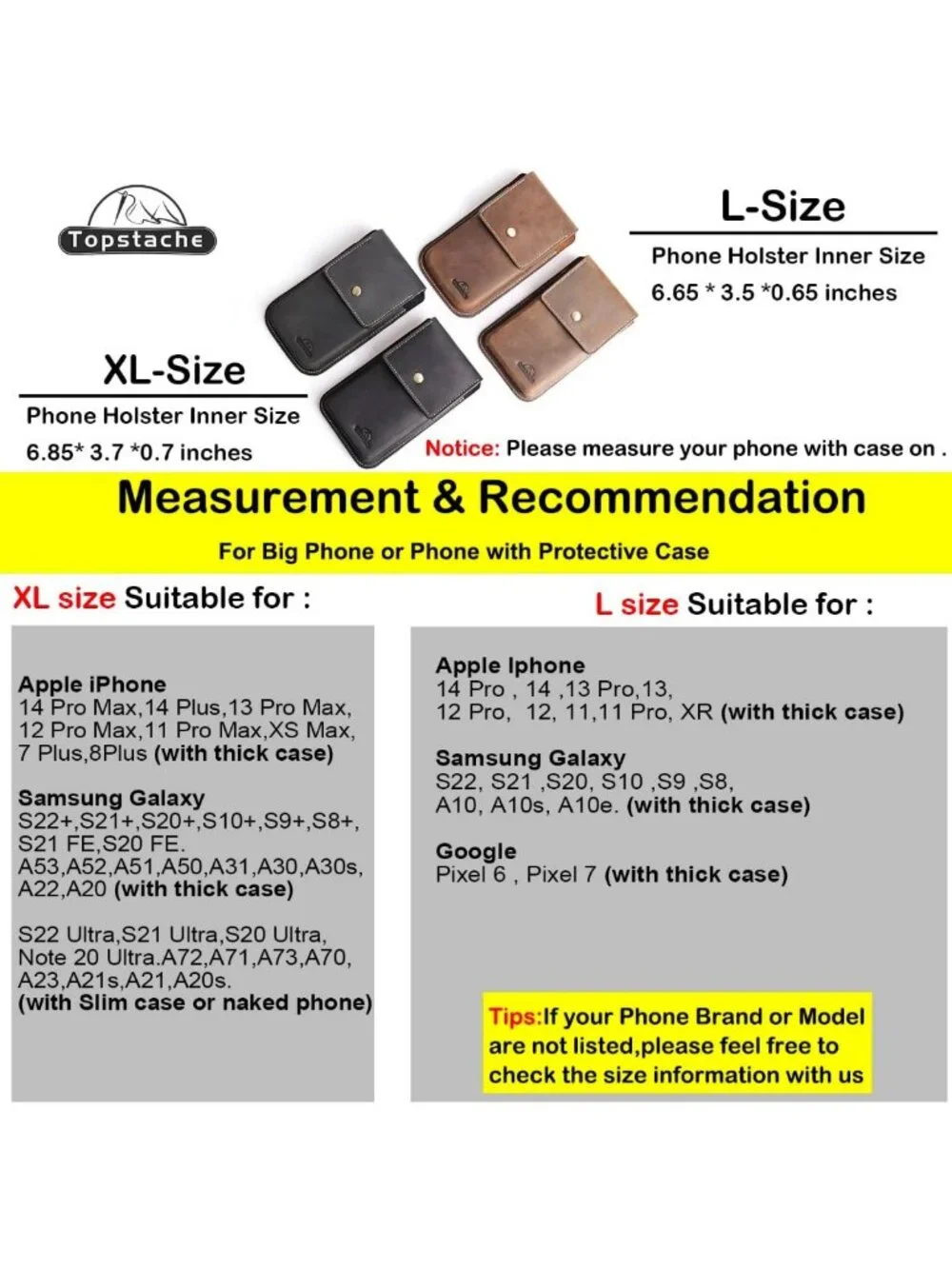 Leather Cell Phone Holster with Belt Clip - Magnetic Closure Pouch for Galaxy
